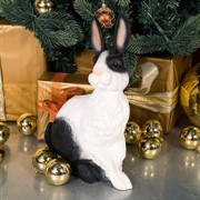 Фигура для сада Заяц чёрно-белый полистоун F01007-WBL - фото 63979