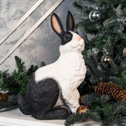 Фигура для сада Заяц чёрно-белый полистоун F01007-WBL - фото 63980