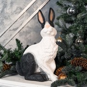 Фигура для сада Заяц чёрно-белый полистоун F01007-WBL - фото 63981