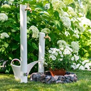 Умывальник садовый с краном белый металл высота 92см 55-117W - фото 64025