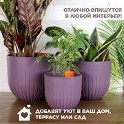 Пластиковые горшки для цветов, комплект из трех горшков 1,4л, 2,9л и 4л Альфа Сливовый - фото 64047