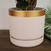 Горшок Брюссель 4,2л белый золото цилиндр №4 - фото 64140