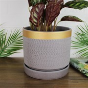 Горшок Брюссель 4,2л серый золото цилиндр №4 - фото 64146