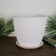 Горшок Гипюр 4л белый бутон №4 - фото 64174