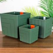 Пластиковые горшки для цветов, комплект из трех горшков 1,2л, 3,3л и 6,6л Квадро Нефрит - фото 64178