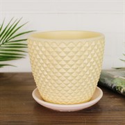 Горшок Грань 1,3л жёлтый бутон №2 - фото 64263