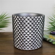 Горшок Грань 1,9л тёмно-серый металлик цилиндр №2 - фото 64293