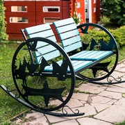 Кресло качалка садовая большая Рыбак металл+дерево 301-002B - фото 64324