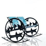 Кресло качалка садовая большая Рыбак металл+дерево 301-002B - фото 64333