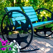 Кресло качалка садовая большая Рыбак металл+дерево 301-002B - фото 64364