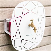 Умывальник садовый на стену с держателем шланга металл белый 550-019W - фото 64402