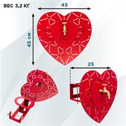 Умывальник Сердце настенный садовый с кронштейном для шланга красный металл 550-017Red - фото 64529