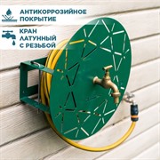 Умывальник настенный круглый с кронштейном для шланга металл зелёный 550-018Gr - фото 64534