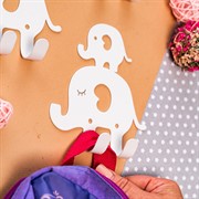 Крючок настенный для детских вещей металлический Слоники 702-018W - фото 65161