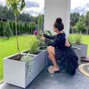 Кашпо Каро Эко ресайклед квадратное на колесиках 80х40 см 72л черный - фото 65274