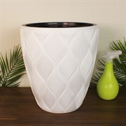 Кашпо Флоу белое 29х32 15,5л с вкладышем 5,5л - фото 65323
