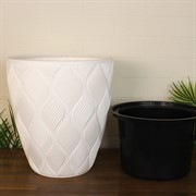 Кашпо Флоу белое 29х32 15,5л с вкладышем 5,5л - фото 65324