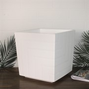 Горшок Квадро 13л белый с вкладкой - фото 65326