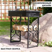 Мангал кованый разборный с полкой под дрова 861-39R - фото 65421