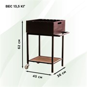 Гриль угольный металлический на колесиках с полкой 861-64 - фото 65502