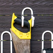 Крючок для хранения садового инвентаря на стену малый металл белый 58-100W - фото 65549