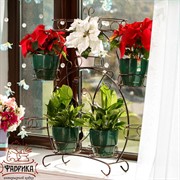 Подставка для цветов на подоконник на 9 цветов черно-золотая 14-909-BG - фото 6559