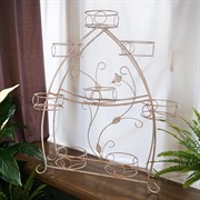 Подставка для цветов на подоконник на 8 цветов бело-золотая кованая 14-918-WG - фото 65809