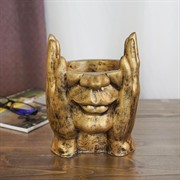 Кашпо декоративное настольное Эмоция высота 19,5см полистоун U09235-G - фото 65823