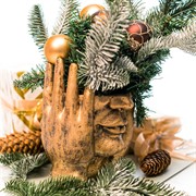 Кашпо декоративное настольное Эмоция высота 19,5см полистоун U09235-G - фото 65826