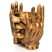 Кашпо декоративное настольное Эмоция высота 19,5см полистоун U09235-G - фото 65829