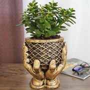 Кашпо интерьерное для растений Кубок высота 19,5см полистоун U09272 - фото 65832