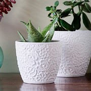 Горшок Гипюр 4л белый бутон №4 - фото 66019