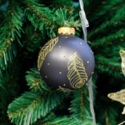 Шар ёлочный Перо золото 85мм - фото 66086