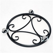 Подставка напольная для цветов диаметр 40см металлическая чёрная на колёсиках 21-001В - фото 66261