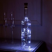 Гирлянда Нить Роса с пробкой 1м белый с солнечной батареей - фото 66341