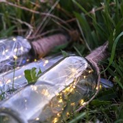 Гирлянда Нить Роса с пробкой 1м тёплый белый с солнечной батареей - фото 66351