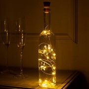 Гирлянда Нить Роса с пробкой 1м тёплый белый с солнечной батареей - фото 66352