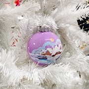 Шар ёлочный Зимние домики 80мм - фото 66489