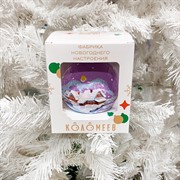 Шар ёлочный Зимние домики 80мм - фото 66490