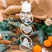 Подсвечник на одну свечу металлический белый 607-069W - фото 66514