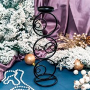 Подсвечник настольный кованый под одну свечу черный 607-15-B - фото 66533