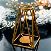 Подсвечник металлический золотой Лофт под одну свечу 607-57-G - фото 66543