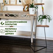 Подставка для цветов металл напольная с деревом Лофт высота 101см 66-424 - фото 66708