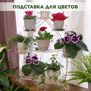 Подставка для цветов на подоконник на 8 цветов бело-золотая кованая 14-918-WG - фото 66757