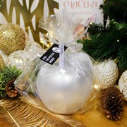 Свеча Яблоко большое серебро с блестками - фото 66841