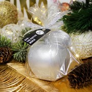 Свеча Яблоко малое серебро с блестками - фото 66845