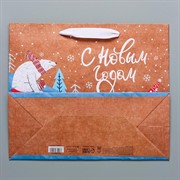 Пакет крафт Белые медведи 27х23х11,5см - фото 66911