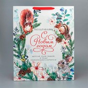 Пакет крафт Новогодняя акварель 40х49х19см - фото 66952