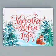 Пакет подарочный Новогодние чудеса 25х19х18см - фото 66958