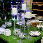 Подсвечник стеклянный ваза Марижо-1 на высокой ножке большой - фото 66966